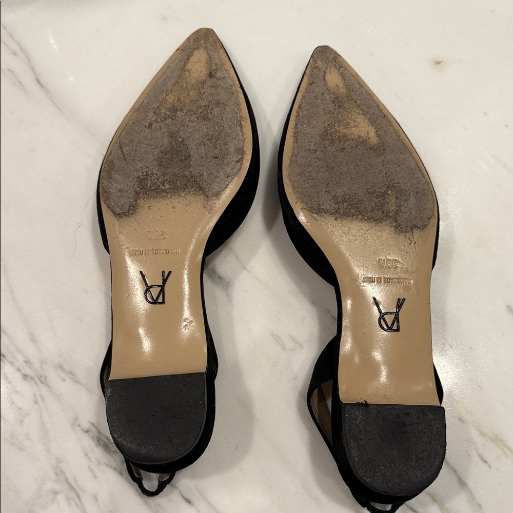 Paul Andrew Black Pointed Toe Suede Slingbacks - Picture 5 of 8